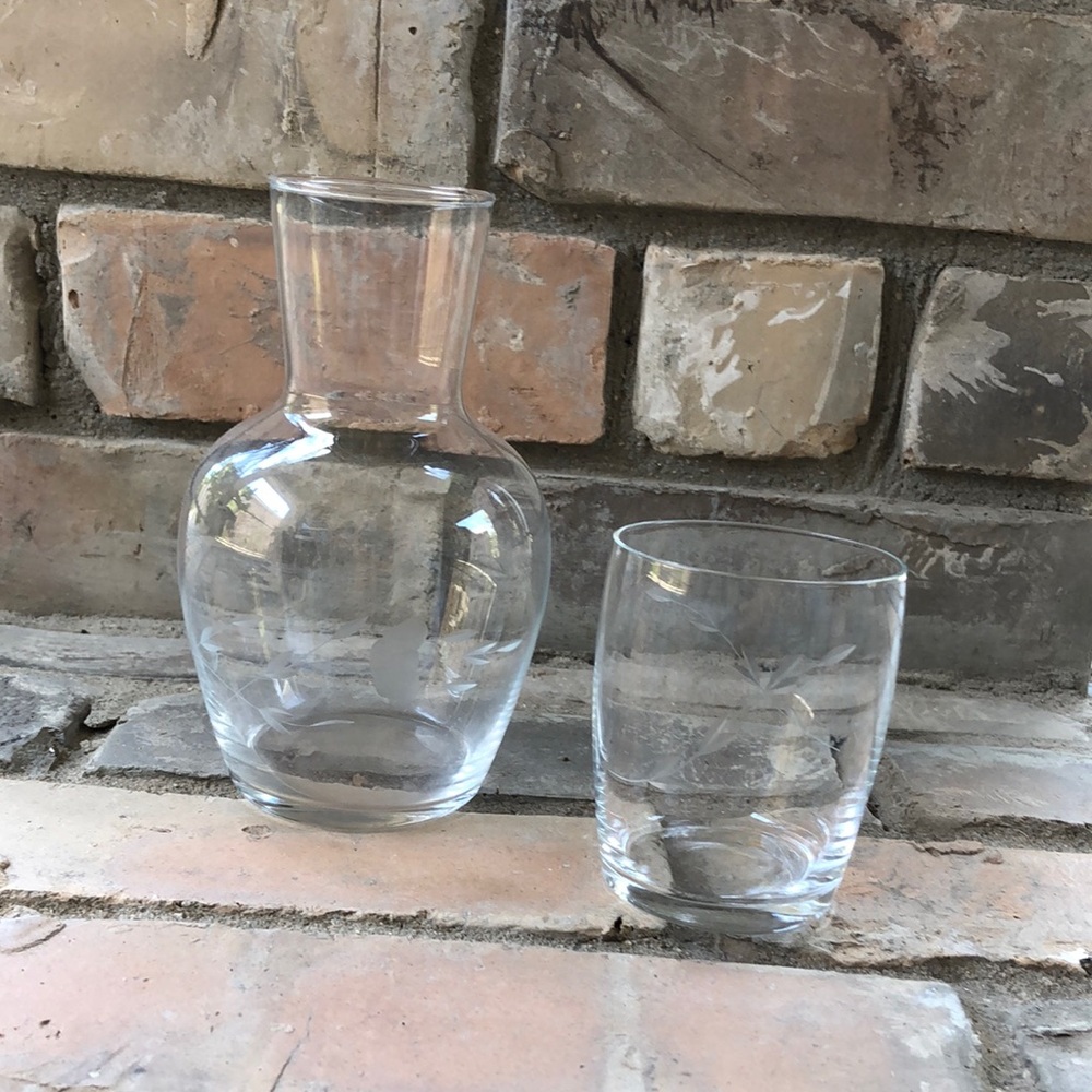 Vintage water pitcher & glass for nightstand